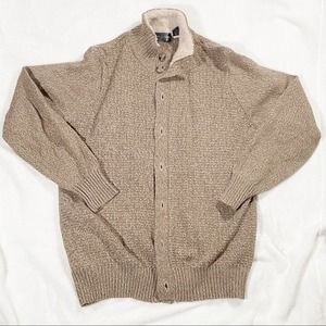 Oscar De La Renta Men's Size Small Cardigan Sweater Tan / Brown Smugoo